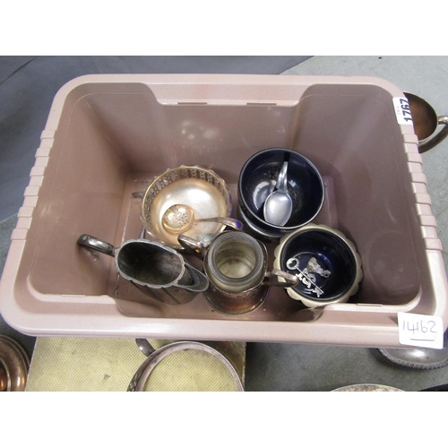 1767 - BOX OF MIXED SILVER PLATE TEA WARES ETC.