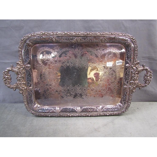 1773 - LARGE SILVER PLATED TWO HANDLED TRAY