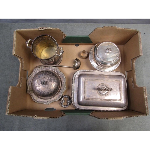 1779 - BOX OF SILVER PLATED TUREENS ETC.