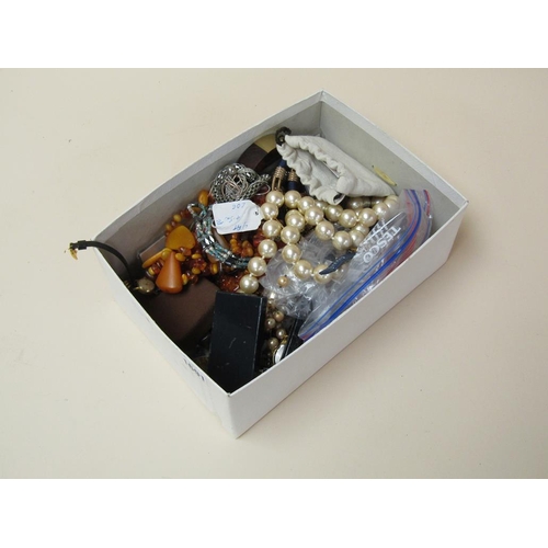 1691 - BOX OF MIXED COSTUME JEWELLERY TO INC. WATCHES