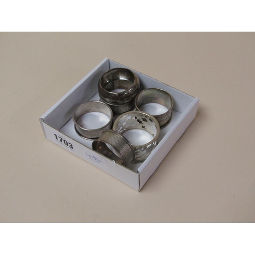 1703 - SIX SILVER NAPKIN RINGS