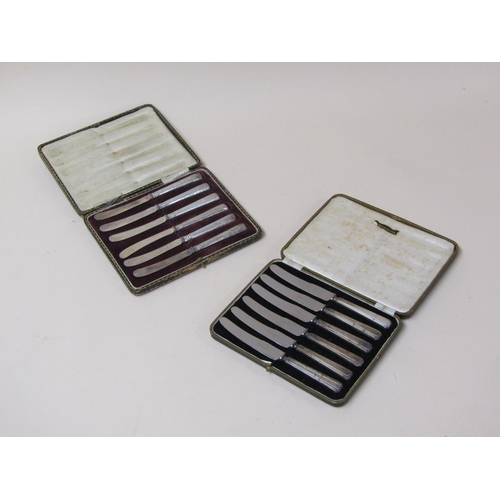 1711 - TWO BOXES OF SILVER HANDLED TEA KNIVES