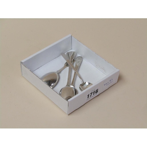 1716 - BOX CONTAINING FOUR SILVER SPOONS