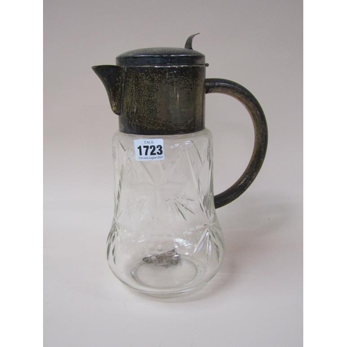 1723 - SILVER PLATED GLASS WATER JUG