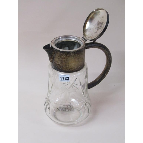 1723 - SILVER PLATED GLASS WATER JUG