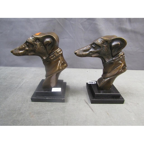 1403 - PAIR OF BRONZED GREYHOUNDS