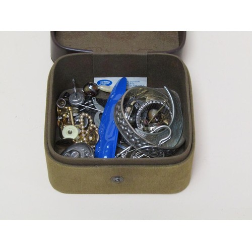 1505 - BOX OF SILVER AND OTHER COSTUME JEWELLERY TO INC. BANGLE, PENDANT, WATCHES, ETC.