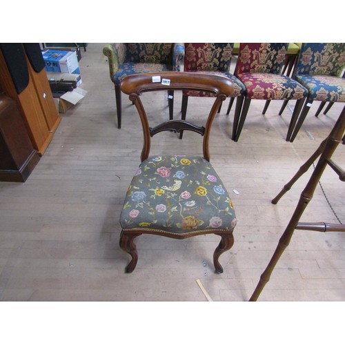 1917 - VICTORIAN ROSEWOOD SINGLE CHAIR WITH UPHOLSTERED SEAT