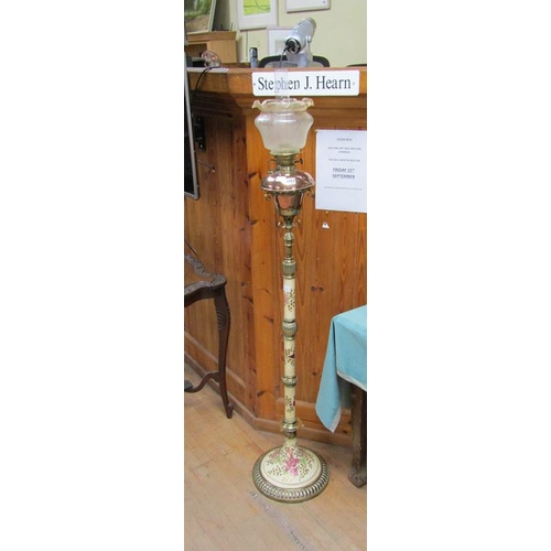 1453 - BRASS DECORATED STANDING LAMP - 150cms H