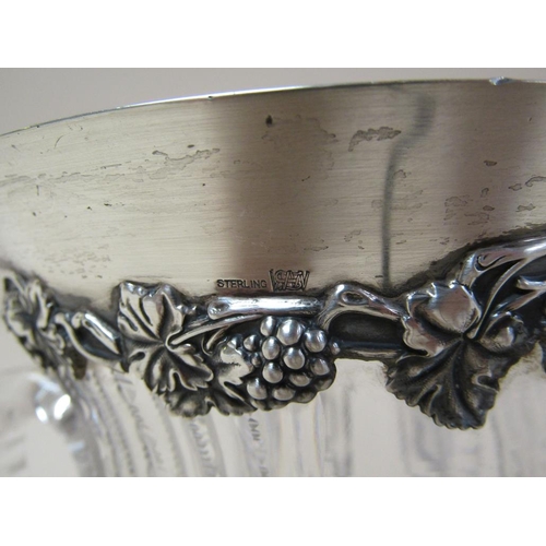 1728 - SILVER RIMMED CUT GLASS TYG