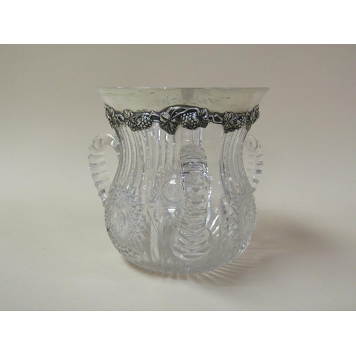 1728 - SILVER RIMMED CUT GLASS TYG