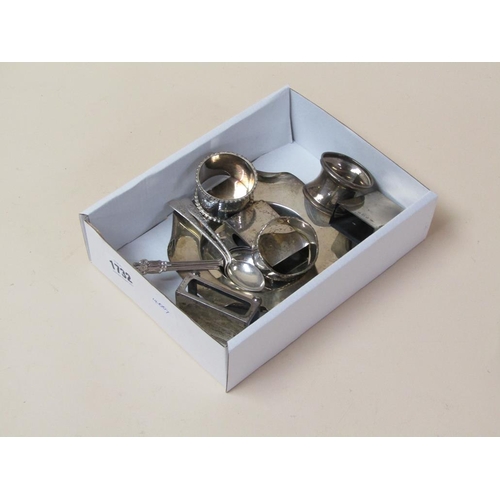 1732 - BOXED SILVER NAPKIN RINGS, MATCHBOX HOLDERS ETC