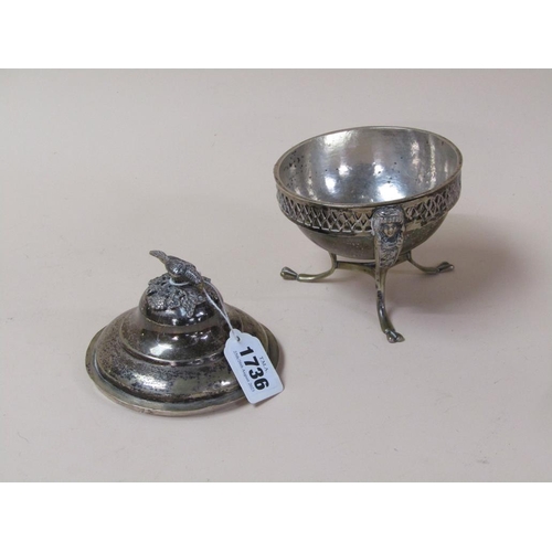 1736 - SILVER BOWL ON STAND WITH A PARROT TERMINAL, POSSIBLY MALTESE