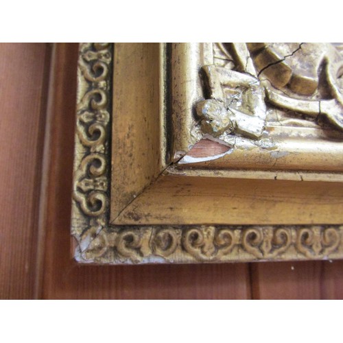 1220 - MOULDED GILT FRAME WALL MIRROR, 84CM X 62CM