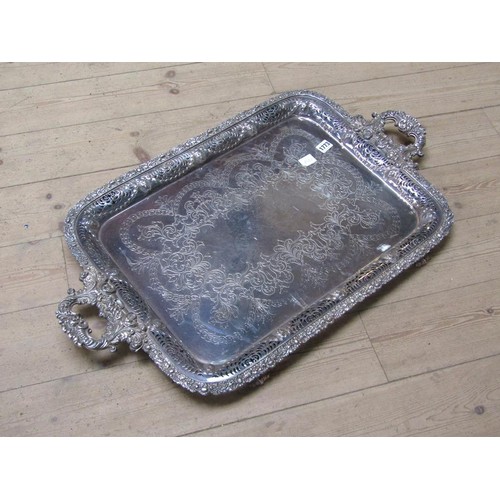 1773 - LARGE SILVER PLATED TWO HANDLED TRAY