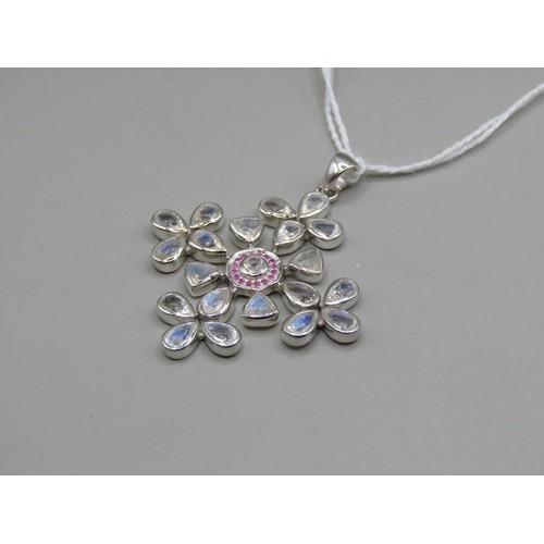 1600 - SILVER MOONSTONE RUBY PENDANT