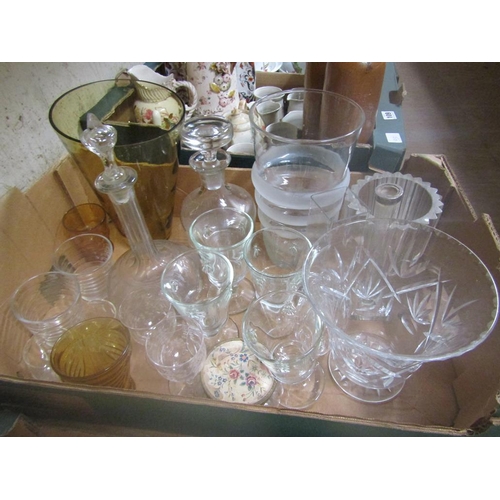 108 - BOX OF GLASSWARE TO INC. AMBER