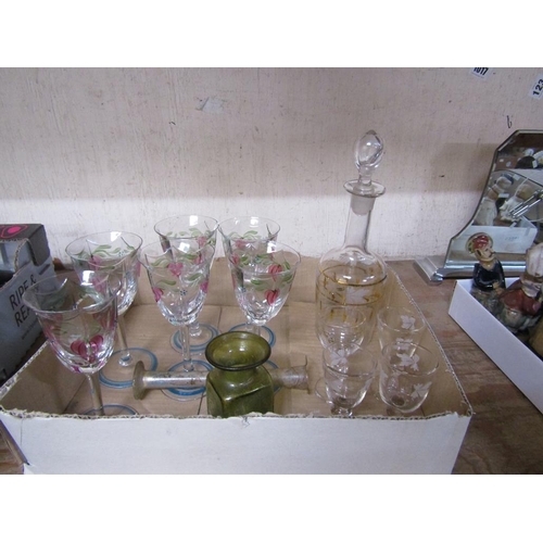 102 - COLLECTION OF GLASSES TO INCL PAINTED