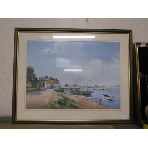 18 - COLLECTION OF FRAMED WATERCOLOURS AND PRINTS, COASTAL AND HARBOUR SCENES