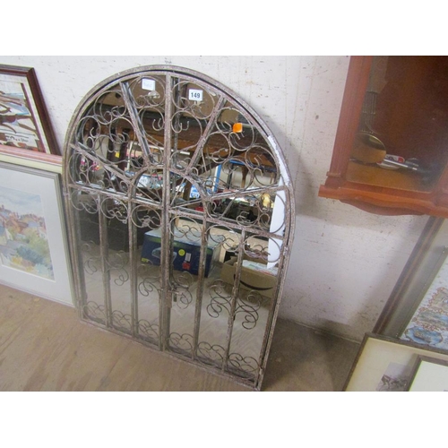 149 - CAST IRON GARDEN MIRROR WITH SHUTTERS