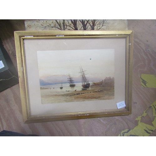 174 - UNFRAMED OILS AND A WATERCOLOUR COASTAL SCENE