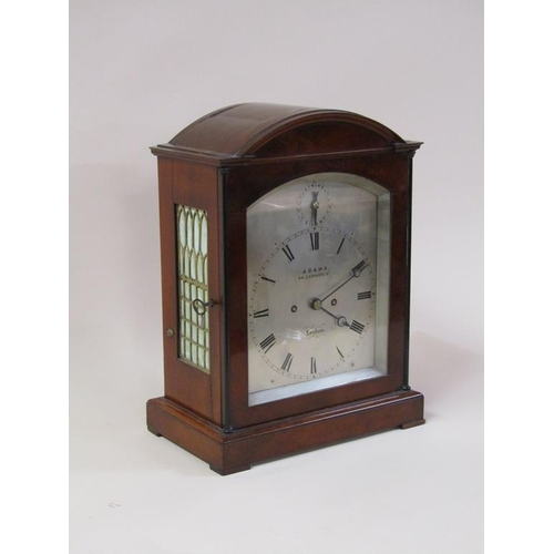 18 - A mid 19c English double fusee bracket clock, the silvered brass dial signed Adams, 84 Cannon St, Lo... 