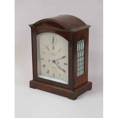 18 - A mid 19c English double fusee bracket clock, the silvered brass dial signed Adams, 84 Cannon St, Lo... 