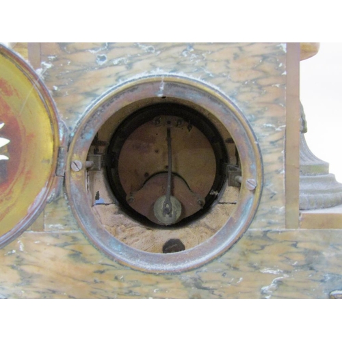 20 - A late 19c French garniture de cheminee comprising a central clock element surmounted by a female fi... 