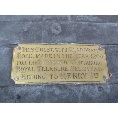 45 - A metal chest, being a replica of a chest made in the year 1200 for the purpose of containing Royal ... 