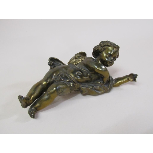 31 - A gilt metal figure of a cherub, 28cm l.
