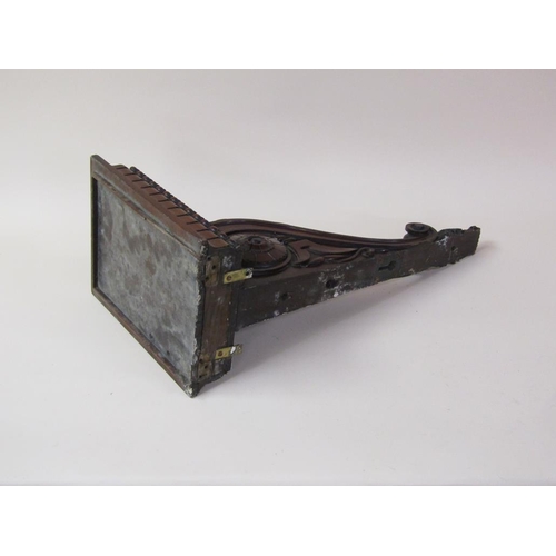 58 - A pair of 19c mahogany wall brackets, the platform with carved edge supported on carved scroll and l... 