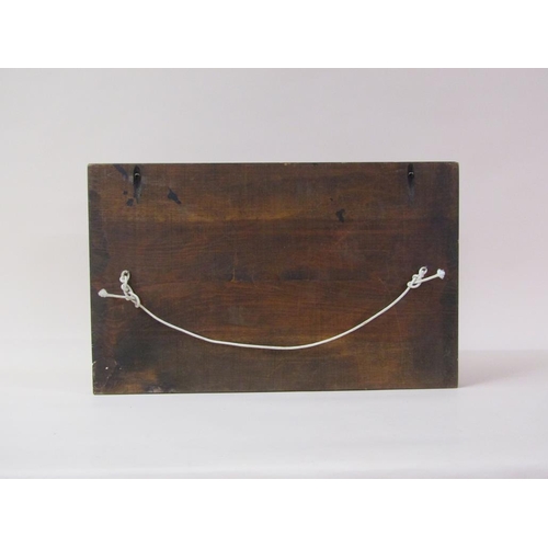 59 - A 19c carved and stained plaque with gilt highlights, Jesus and the twelve Apostles, 39cm x 63cm.