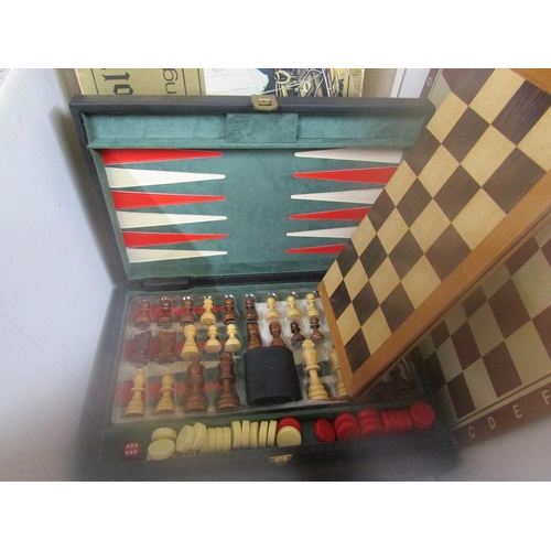 338 - MODEL SHIP, CHESS SET ETC