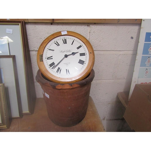 348 - TERACOTTA BREAD BIN AND CLOCK