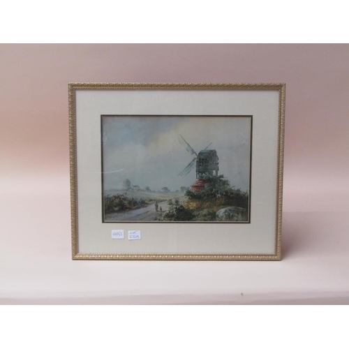 1252A - T R STEELE - THE OLD WINDMILL, SIGNED WATERCOLOUR.  F/G 26 x 35 cms