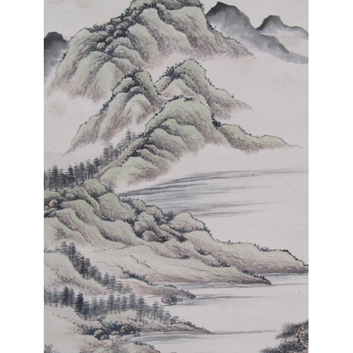 1256 - ORIENTAL ROLLED WALL HANGING WITH SCRIPT 43 x 183 cms