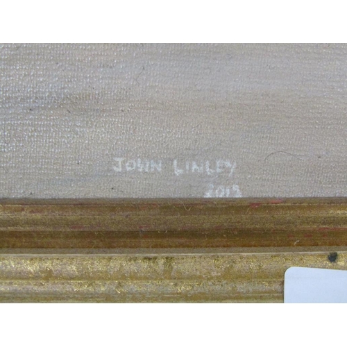 1259 - JOHN LINLEY - THE TANK ENGINE, OIL ON BOARD, SIGNED 61 x 73 cms