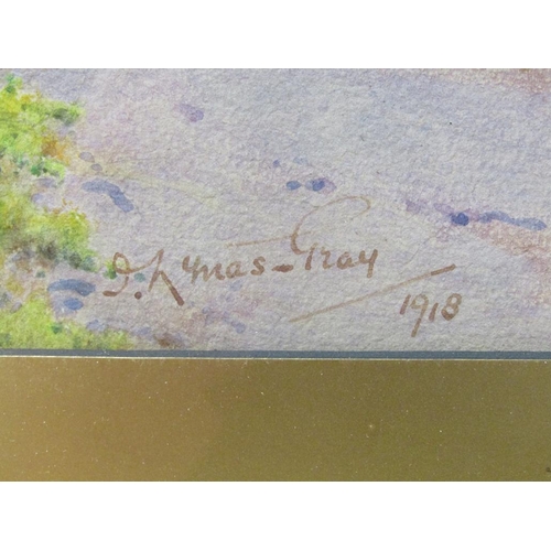 1215 - LYNAS GRAY, DEVONSHIRE COTTAGE 1918, SIGNED WATERCOLOUR.  F/G 44 x 29cms