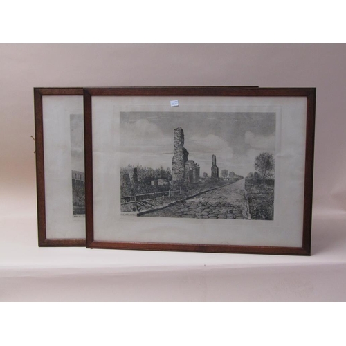 1219 - TWO 19c BLACK AND WHITE PRINTS TITUS ARCH ROME, AND APPIAN WAY, BOTH F/G 50 x 70 cms