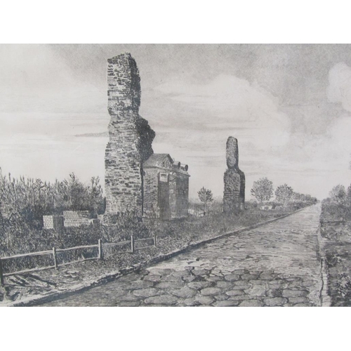 1219 - TWO 19c BLACK AND WHITE PRINTS TITUS ARCH ROME, AND APPIAN WAY, BOTH F/G 50 x 70 cms