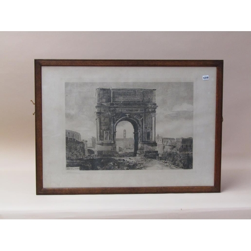 1219 - TWO 19c BLACK AND WHITE PRINTS TITUS ARCH ROME, AND APPIAN WAY, BOTH F/G 50 x 70 cms