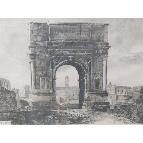 1219 - TWO 19c BLACK AND WHITE PRINTS TITUS ARCH ROME, AND APPIAN WAY, BOTH F/G 50 x 70 cms