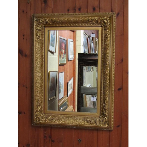 1221 - GILT WOOD MOULDED WALL MIRROR 84 x 62 cms