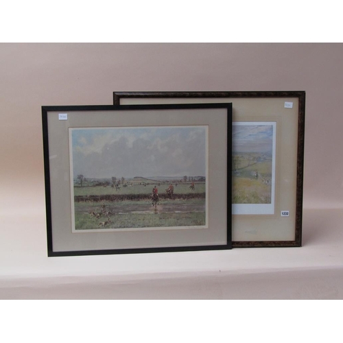 1232 - LIONEL EDWARDS, HUNTING SCENE 1906 COLOURED PRINT.  F/G 35 x 50 cms