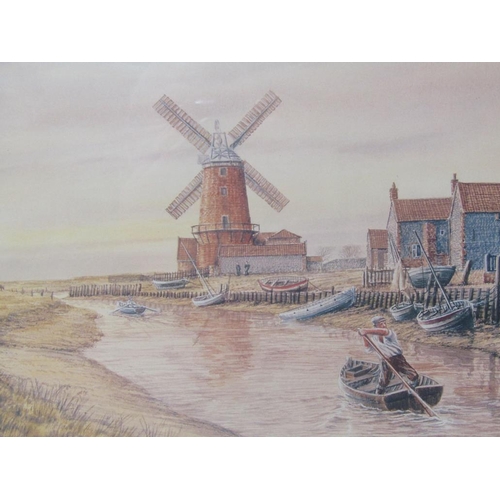 1234 - SERIES OF THREE F/G COLOURED PRINTS BY M BENSLEY, NORFOLK - COASTAL SUBJECTS INC. CLEY MILL, ALL SIG... 