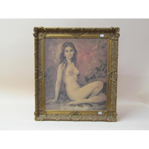 1240 - HELLENER, NAKED LADY - OIL ON CANVAS.  FRAMED 68 x 58 cms