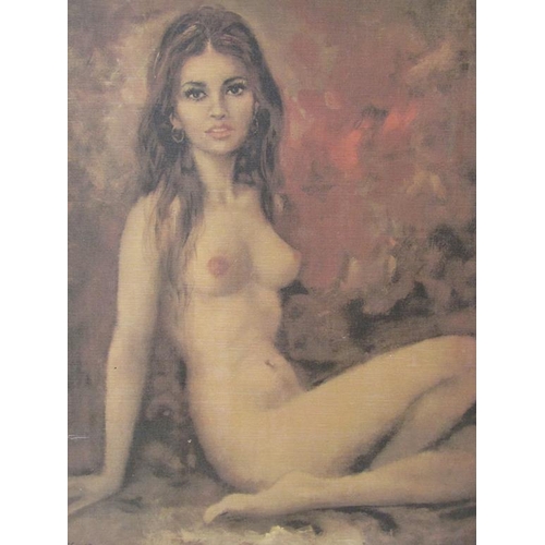 1240 - HELLENER, NAKED LADY - OIL ON CANVAS.  FRAMED 68 x 58 cms