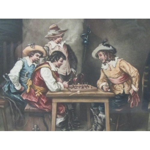 1241 - ANTOINE GAYMARD, CAVALIERS, ONE LOOKING OUT OF WINDOW AND THE OTHERS PLAYING CHESS - PAIR F/G COLOUR... 