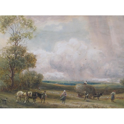 1266 - WILLIAM MANNERS - TWO 19c SCENES, FAGGOT GATHERERS AND HAYMAKING, SIGNED WATERCOLOURS.  F/G EACH 35 ... 