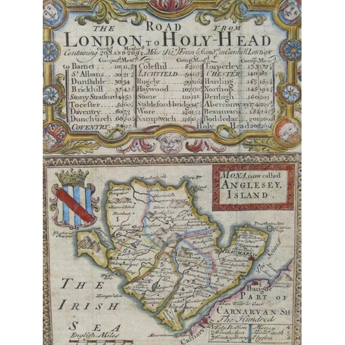 1272 - ANTIQUE ROAD MAP, LONDON TO HOLYHEAD, F/G 18 x 12 cms